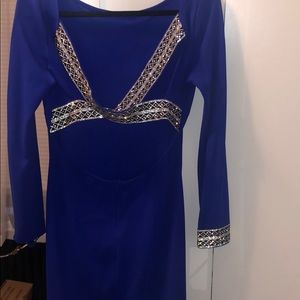 Sexy blue dress with rhinestone detail!, open back